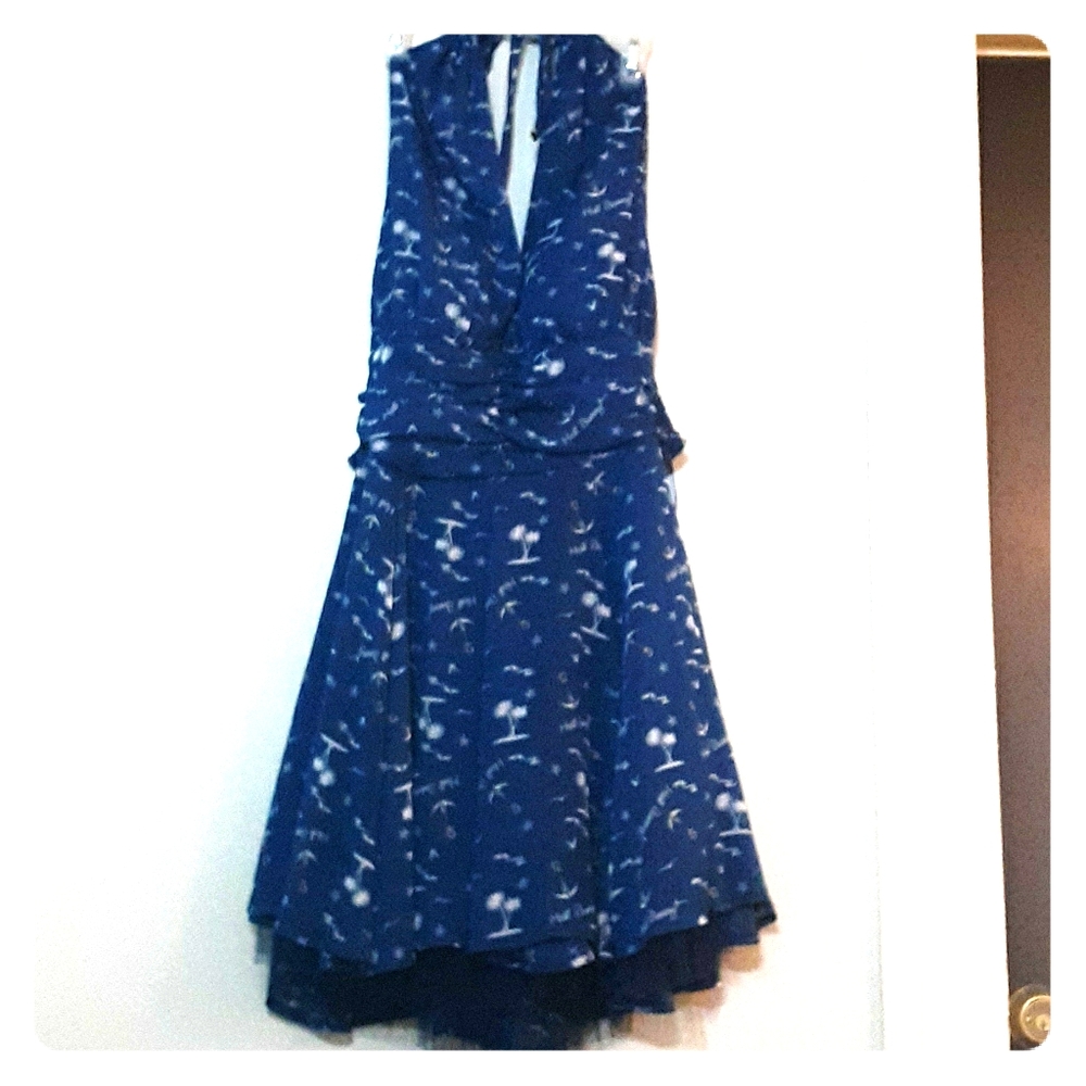 Blue Nautical Hell Bunny PinUp Halter Dress
